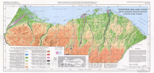 Map : Vegetation and land cover, Arctic National Wildlife Refuge coastal plain, Alaska, 1982 Cartography Wall Art :
