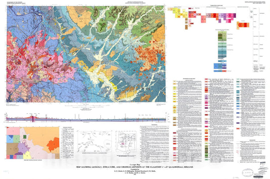 Map : Map showing geology, structure, and uranium deposits of the Flagstaff one degrees x two degrees quadrangle, Arizona, one984 Cartography Wall Art :
