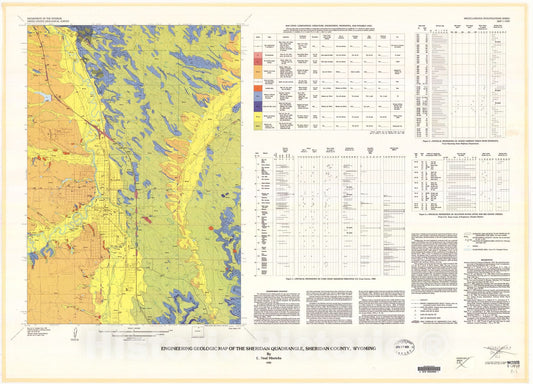 Map : Engineering geologic map of the Sheridan quadrangle, Sheridan County, Wyoming, 1983 Cartography Wall Art :