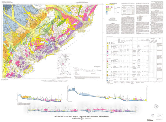 Map : Geologic map of the area between Charleston and Orangeburg, South Carolina, 1984 Cartography Wall Art :
