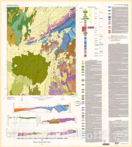 Map : Geologic map of the Cove Fort quadrangle, west-central, Utah, 1983 Cartography Wall Art :