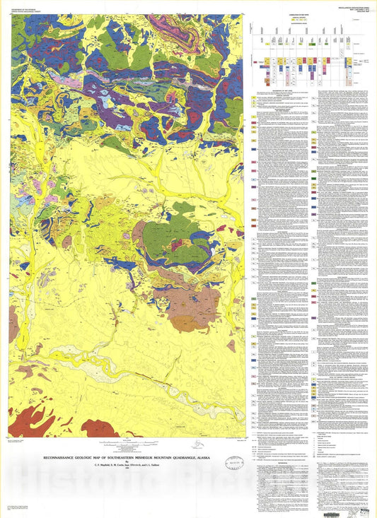 Map : Reconnaissance geologic map of southeastern Misheguk Mountain quadrangle, Alaska, 1984 Cartography Wall Art :