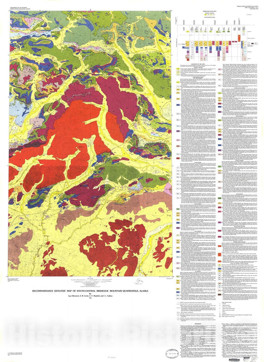 Map : Reconnaissance geologic map of south-central Misheguk Mountain quadrangle, Alaska, 1984 Cartography Wall Art :