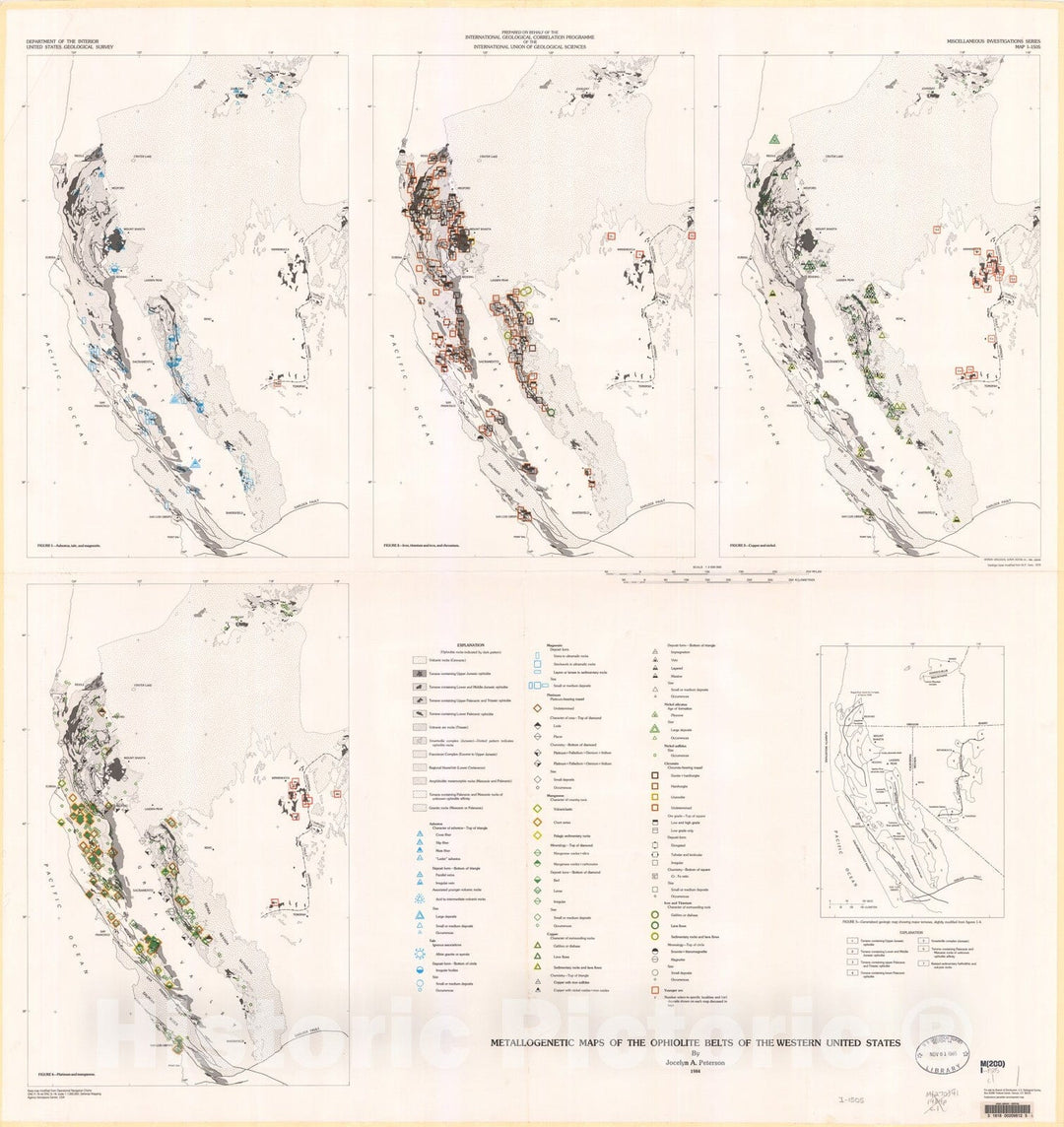 Map : Metallogenetic maps of the ophiolite belts of the western United States, 1984 Cartography Wall Art :