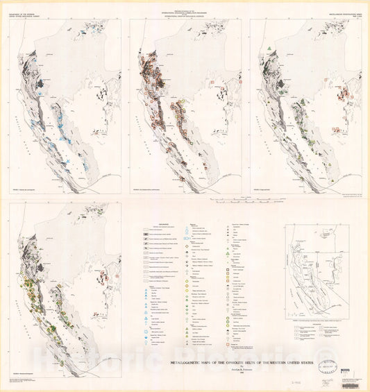 Map : Metallogenetic maps of the ophiolite belts of the western United States, 1984 Cartography Wall Art :