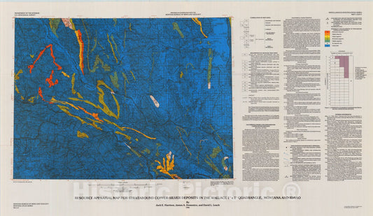 Map : Resource appraisal for stratabound copper-silver deposits in the Wallace one degree x two degrees quadrangle, Montana and Idaho, one986 Cartography Wall Art :