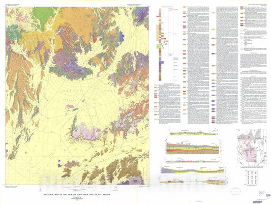 Map : Geologic map of the Jackass Flats area, Nye County, Nevada, 1985 Cartography Wall Art :