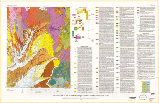Map : Geologic map of the Beaver quadrangle, Beaver and Piute Counties, Utah, 1984 Cartography Wall Art :