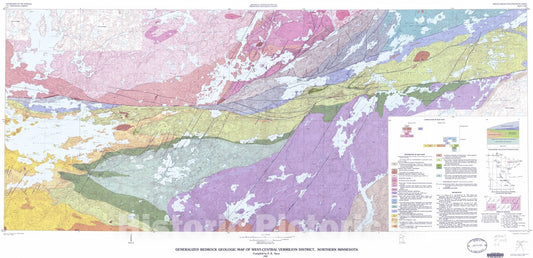 Map : Generalized bedrock geologic map of west-central Vermilion District, northern Minnesota, 1985 Cartography Wall Art :