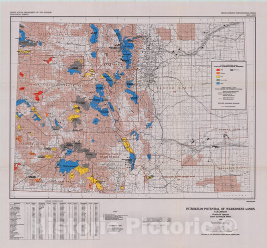Map : Petroleum potential of wilderness lands, Colorado, 1983 Cartography Wall Art :