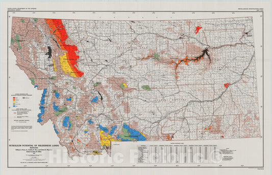 Map : Petroleum potential of wilderness lands, Montana, 1983 Cartography Wall Art :