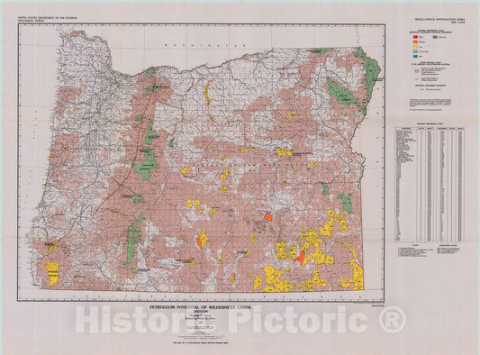 Map : Petroleum potential of wilderness lands, Oregon, 1983 Cartography Wall Art :