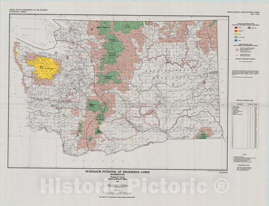Map : Petroleum potential of wilderness lands, Washington, 1983 Cartography Wall Art :