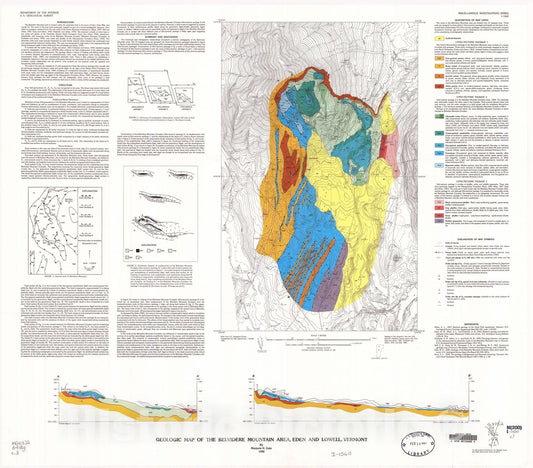 Map : Geologic map of the Belvidere Mountain area, Eden and Lowell, Vermont, 1986 Cartography Wall Art :