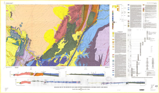 Map : Geologic map of the Becker SW and Cerro Montoso quadrangles, Socorro County, New Mexico, 1986 Cartography Wall Art :