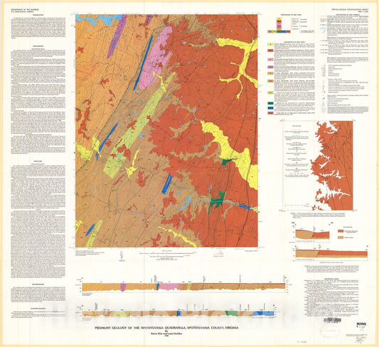Map : Piedmont geology of the Spotsylvania quadrangle, Spotsylvania County, Virginia, 1985 Cartography Wall Art :