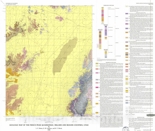 Map : Geologic map of the Frisco Peak quadrangle, Millard and Beaver Counties, Utah, 1984 Cartography Wall Art :