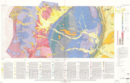 Map : Geologic map and cross sections of the Sapello River area, Sangre De Cristo Mountains, Mora and San Miguel Counties, New Mexico, 1986 Cartography Wall Art :