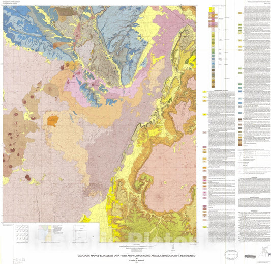 Map : Geologic map of the El Malpais Lava field and surrounding areas, Cibola County, New Mexico, 1986 Cartography Wall Art :