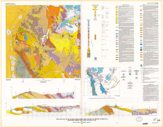 Map : Geologic map of the Mantua quadrangle and part of the Willard quadrangle, Box Elder, Weber, and Cache Counties, Utah, 1985 Cartography Wall Art :