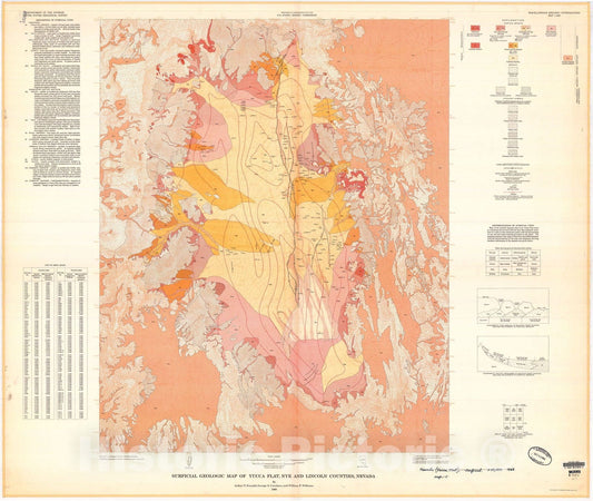 Map : Surficial geologic map of the Yucca Flat, Nye and Lincoln Counties, Nevada, 1968 Cartography Wall Art :