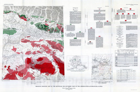 Map : Regional geologic map of the Shungnak and southern part of the Ambler River quadrangles, Alaska, 1968 Cartography Wall Art :