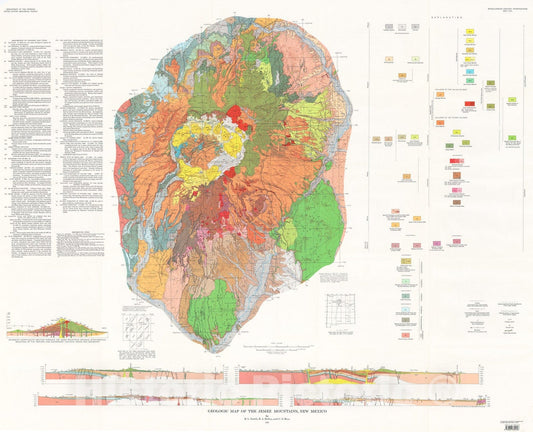 Map : Geologic map of the Jemez Mountains, New Mexico, 1970 Cartography Wall Art :