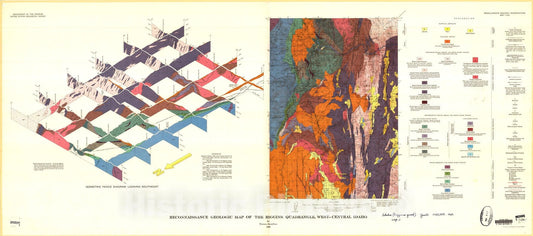 Map : Reconnaissance geologic map of the Riggins quadrangle, west-central, Idaho, 1969 Cartography Wall Art :