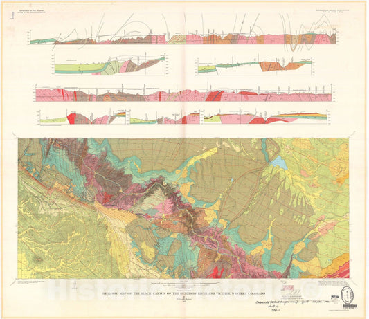 Map : Geologic map of the Black Canyon of the Gunnison River and vicinity, western Colorado, 1971 Cartography Wall Art :