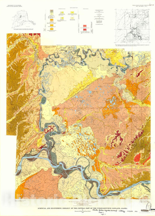 Map : Surficial and engineering geology of the central part of the Yukon-Koyukuk lowland, Alaska, 1970 Cartography Wall Art :