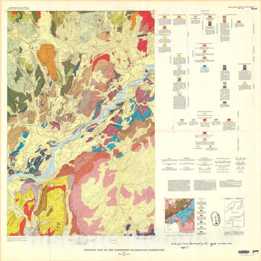 Map : Geologic map of the Northport quadrangle, Washington, 1971 Cartography Wall Art :