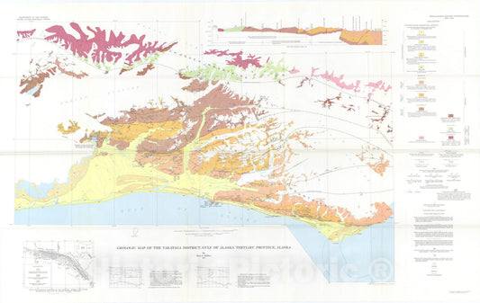 Map : Geologic map of the Yakataga district, Gulf of Alaska Tertiary province, Alaska, 1971 Cartography Wall Art :