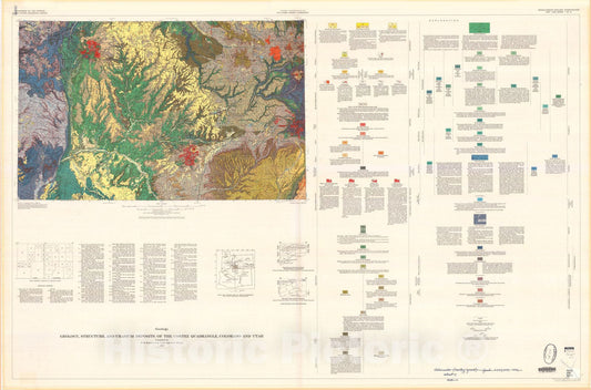 Map : Geology, structure, and uranium deposits of the Cortez quadrangle, Colorado and Utah, 1972 Cartography Wall Art :