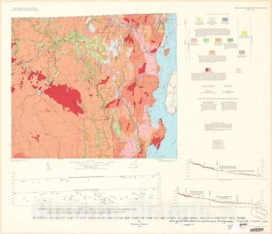 Map : Surficial geologic map of the Mooers quadrangle and part of the Rouses Point quadrangle, Clinton County, New York, 1970 Cartography Wall Art :