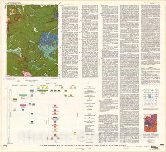Map : Surficial geologic map of the Norris Junction quadrangle, Yellowstone National Park, Wyoming, 1975 Cartography Wall Art :
