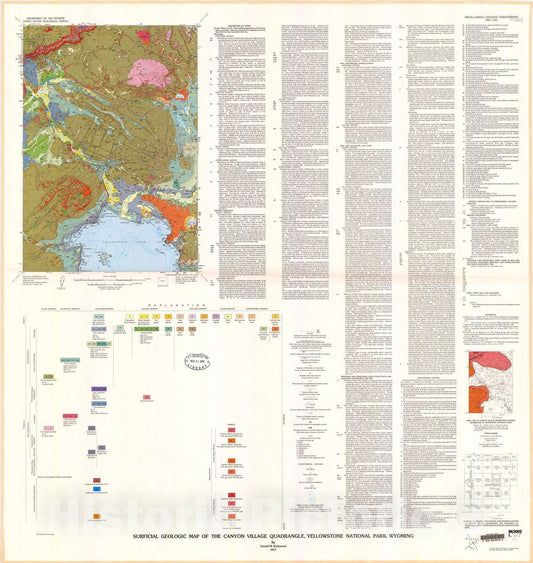 Map : Surficial geologic map of the Canyon Village quadrangle, Yellowstone National Park, Wyoming, 1977 Cartography Wall Art :