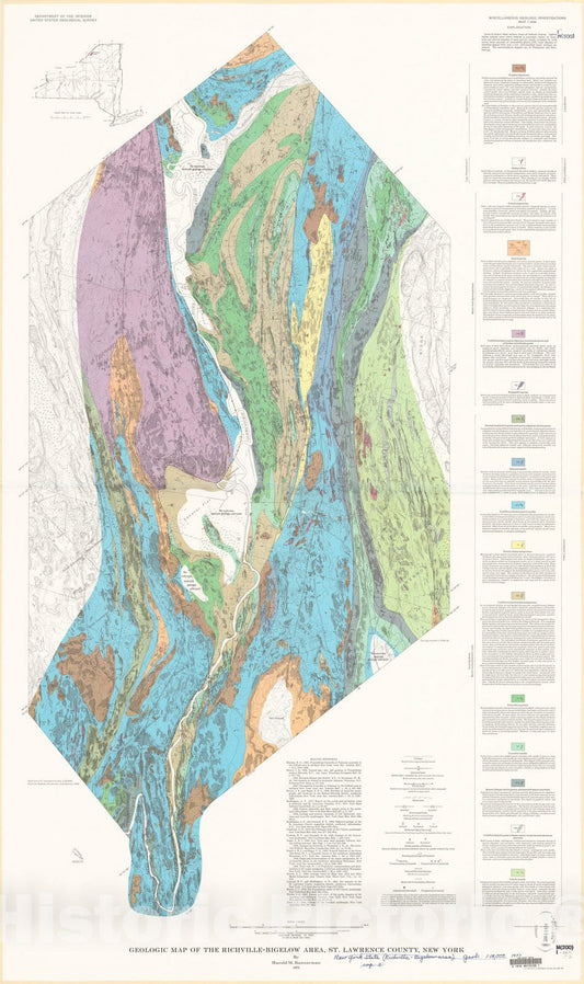 Map : Geologic map of the Richville-Bigelow area, St. Lawrence County, New York, 1972 Cartography Wall Art :