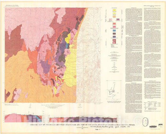 Map : Geologic map of the Swales Mountain quadrangle and part of the Adobe Summit quadrangle, Elko County, Nevada, 1971 Cartography Wall Art :