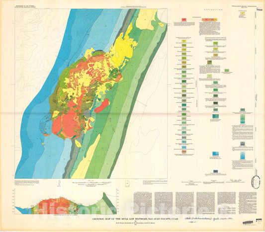 Map : Geologic map of the Mule Ear diatreme, San Juan County, Utah, 1972 Cartography Wall Art :
