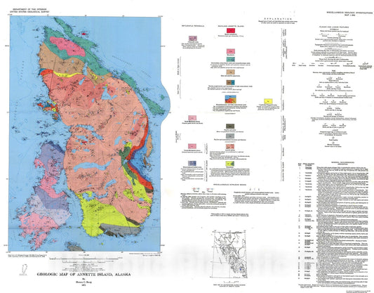 Map : Geologic map of Annette Island, Alaska, 1972 Cartography Wall Art :