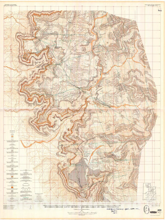 Map : Engineering geologic map of the Geneva Mine area, Carbon and Emery Counties, Utah, 1972 Cartography Wall Art :