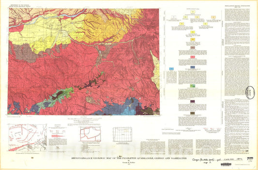 Map : Reconnaissance geologic map of the Pendleton quadrangle, Oregon and Washington, 1973 Cartography Wall Art :