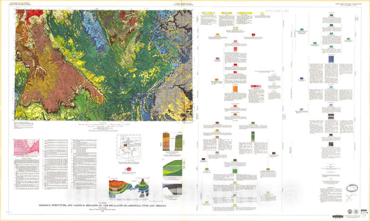 Map : Geology, structure, and uranium deposits of the Escalante quadrangle, Utah and Arizona, 1973 Cartography Wall Art :