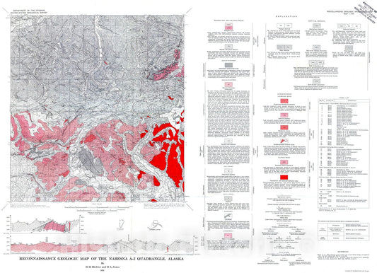Map : Reconnaissance geologic map of the Nabesna A-2 quadrangle, Alaska, 1973 Cartography Wall Art :