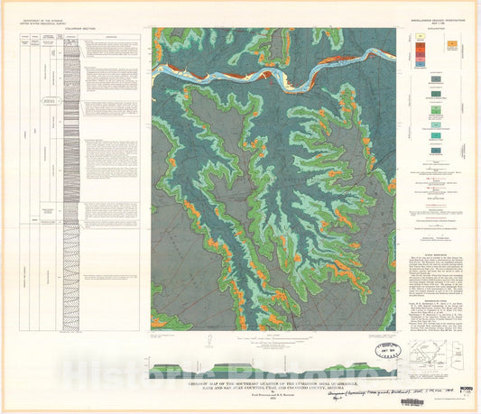 Map : Geologic map of the southeast quarter of the Cummings Mesa quadrangle, Kane and San Juan Counties, Utah, and Coconino County, Arizona, 1973 Cartography Wall Art :