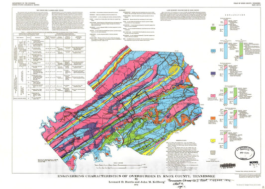 Map : Engineering characteristics of overburden in Knox County, Tennessee, 1972 Cartography Wall Art :