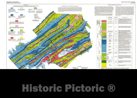 Map : Mineral resources of Knox County, Tennessee, 1974 Cartography Wall Art :