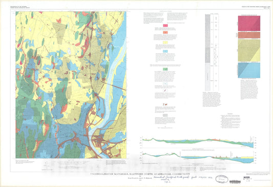 Map : Unconsolidated materials, Hartford North quadrangle, Connecticut, 1972 Cartography Wall Art :