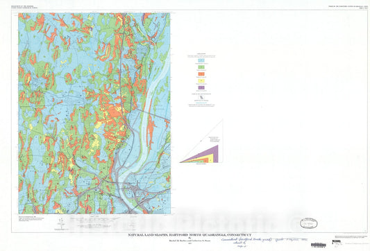 Map : Natural land slopes, Hartford North quadrangle, Connecticut, 1972 Cartography Wall Art :