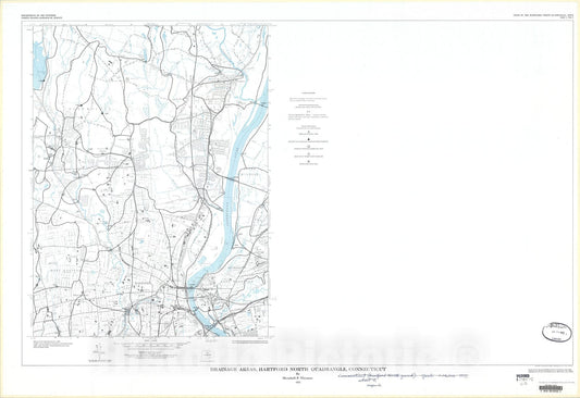 Map : Drainage areas, Hartford North quadrangle, Connecticut, 1972 Cartography Wall Art :